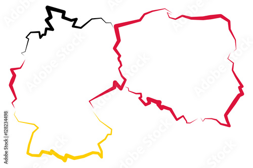 Fototapeta Mapa Polski i Niemiec