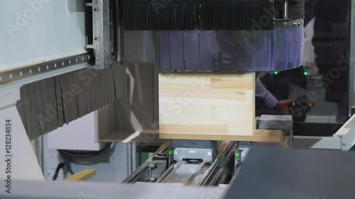Block of wood in cnc woodworking machine