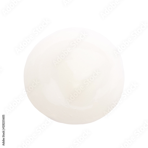 Beige color lotion round drop on background