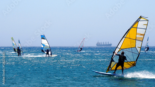 Windsurfing in the Mediterranean sea