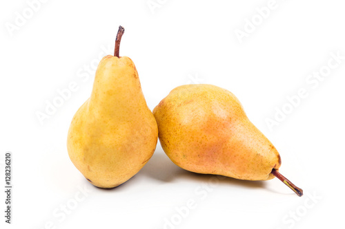 Two ripe pears isolated on white background