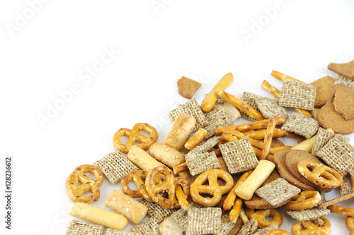 mix crackers isolated on white background