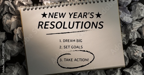 Wallpaper Mural New year resolution goals against crumpled paper balls in backgr Torontodigital.ca