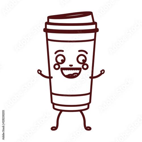 Coffee mug cartoon icon. Coffee time drink breakfast and beverage theme. Isolated design. Vector illustration