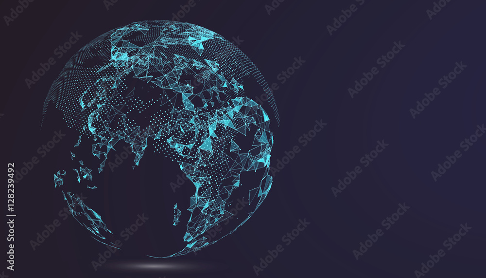 World map point, line, composition, representing the global, Global network connection,international meaning. - obrazy, fototapety, plakaty 