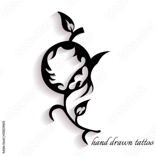 Hand-drawn tattoo with shadow