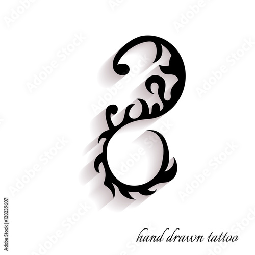 Hand-drawn tattoo with shadow