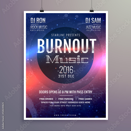 music flyer brochure poster template for your music event party