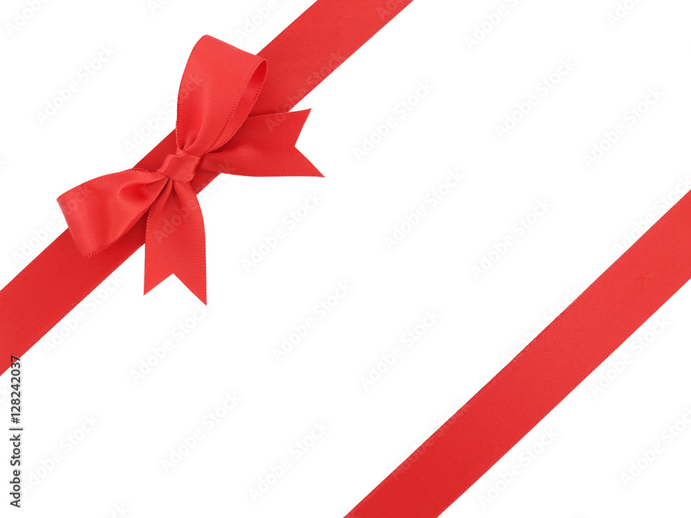 red ribbon with bow isolated on white background, for decoration and add beauty to gift box red ribbon with bow isolated on white background, for decoration and add beauty to gift box