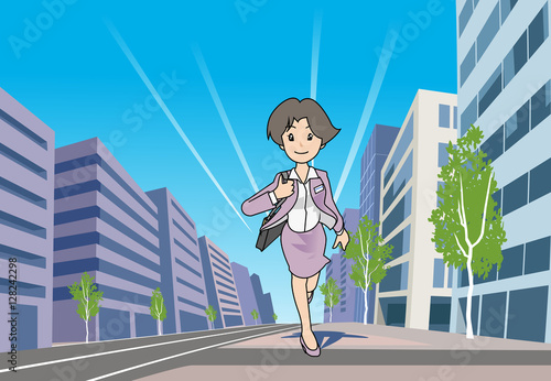 颯爽と歩く新入社員