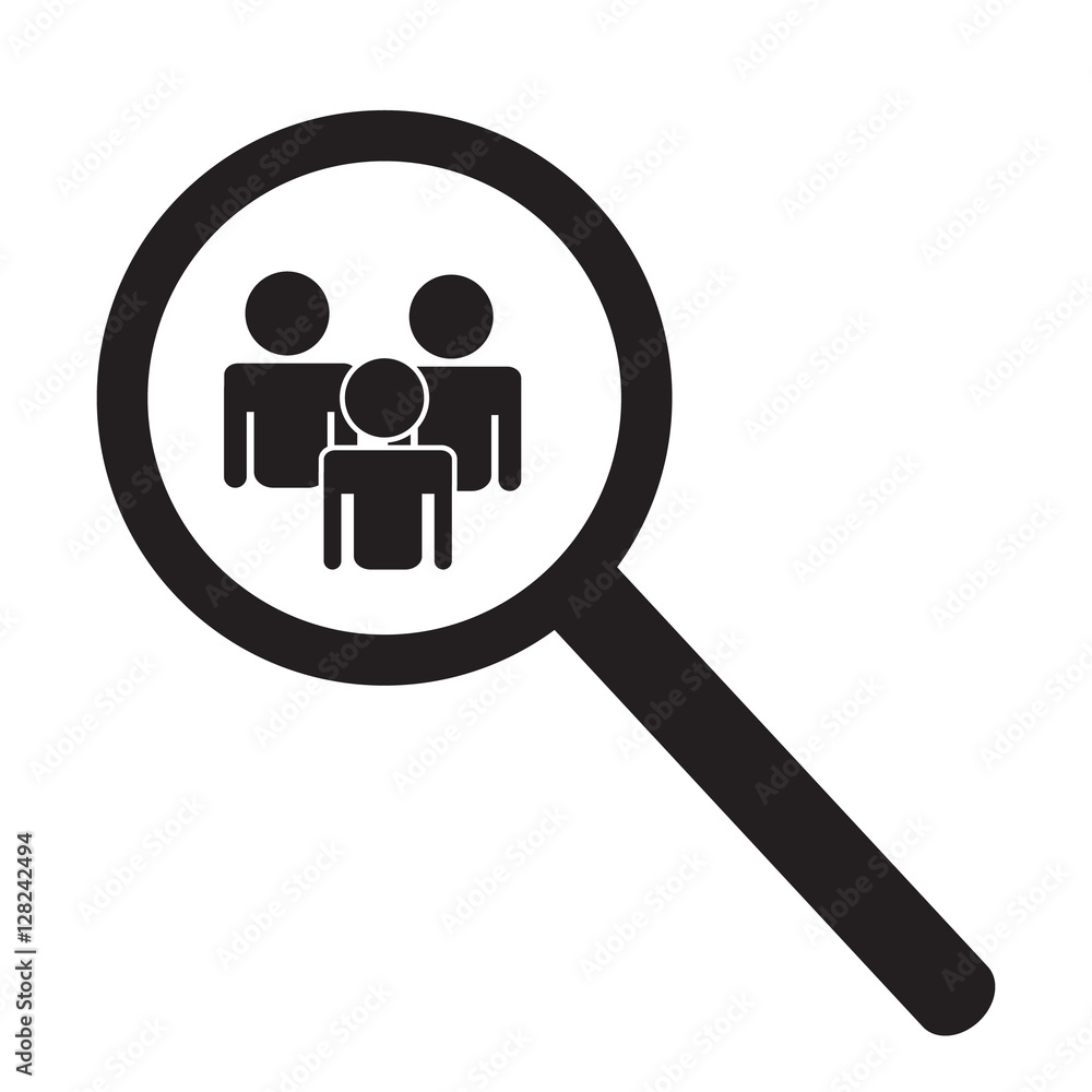 search people icon. magnifier glass searching people. search people icon. magnifier glass searching people.