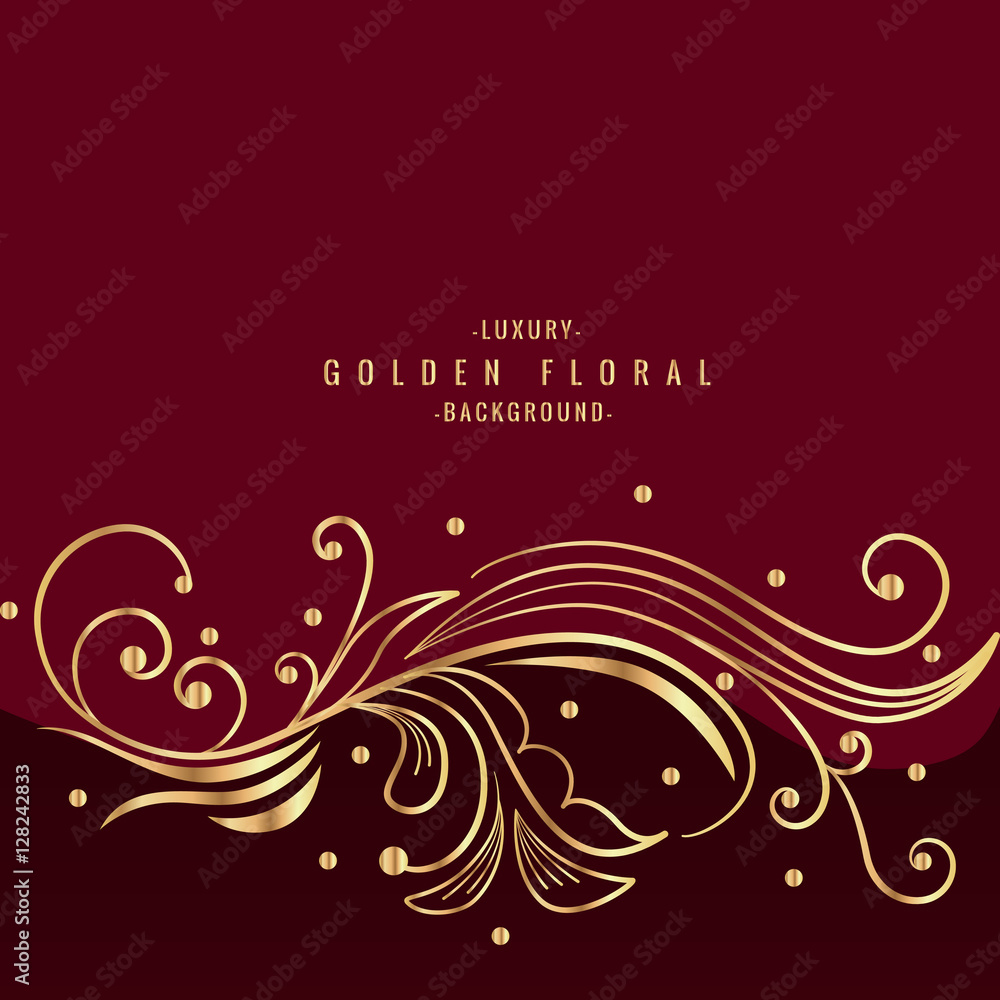 beautiful golden floral design in red background beautiful golden floral design in red background
