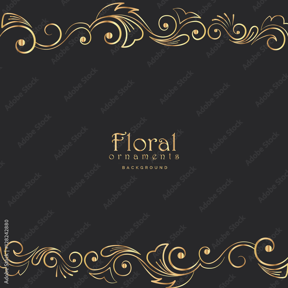 beautiful golden floral border on black background beautiful golden floral border on black background