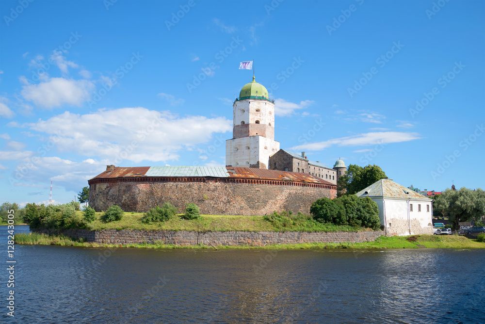 The st. Olaf's Tower in the old Vyborg castle, sunny August day. Russia