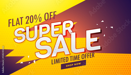 super sale offer and discount banner template for marketing and