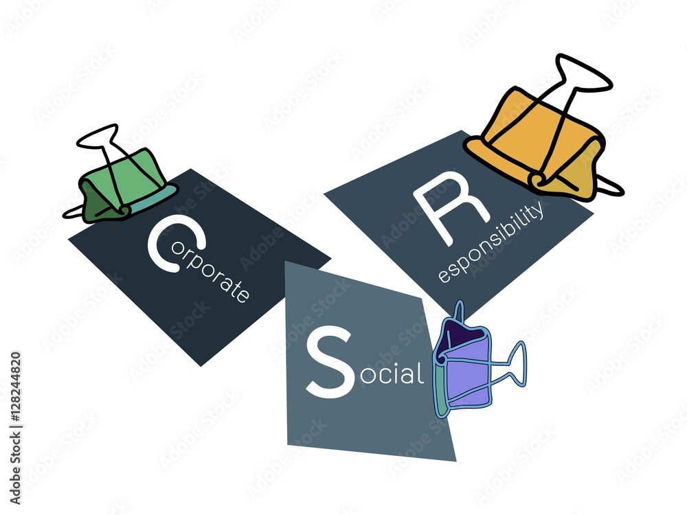 Three Binder Clip with Corporate Social Responsibility Concepts Three Binder Clip with Corporate Social Responsibility Concepts