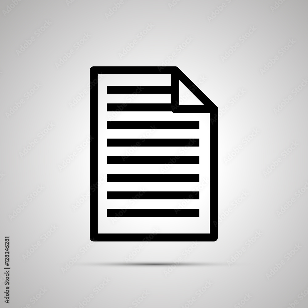Simple black icon of document with text on light background Simple black icon of document with text on light background