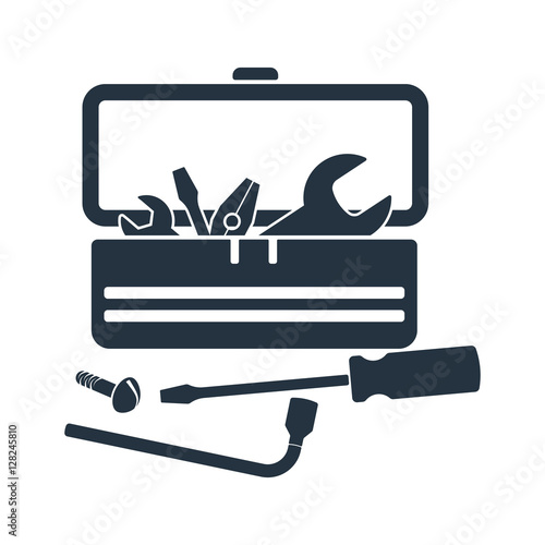 tool box, kit, isolated icon on white background, auto service,