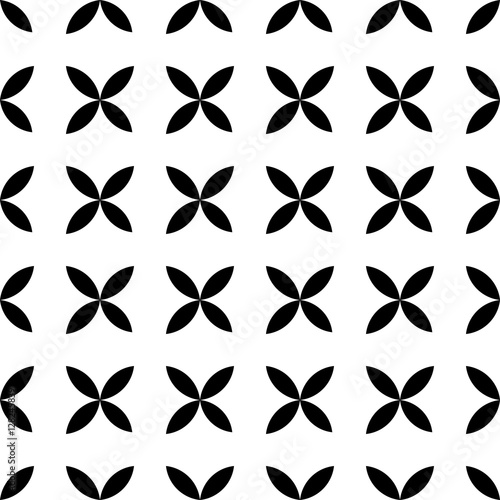 Fototapeta Naklejka Na Ścianę i Meble -  Seamless pattern background of black leafs arranged by four. Natural abstract theme. Simple flat geometric and abstract vector illustration.