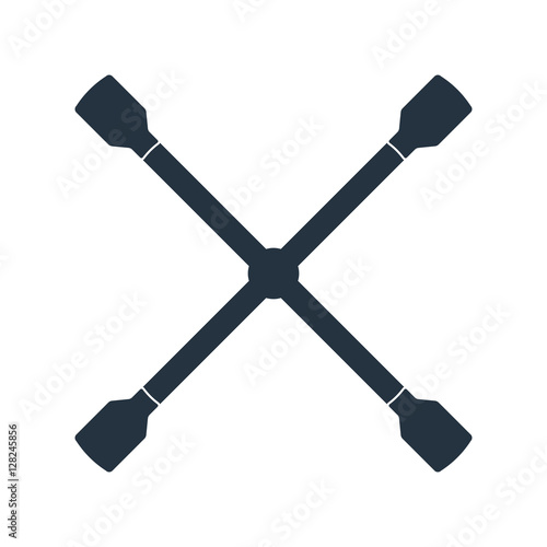 x wrench, isolated icon on white background, auto service, car r