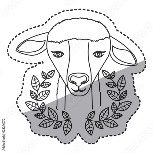 Sheep and wreath icon. Religion god pray faith and believe theme. Isolated design. Vector illustration
