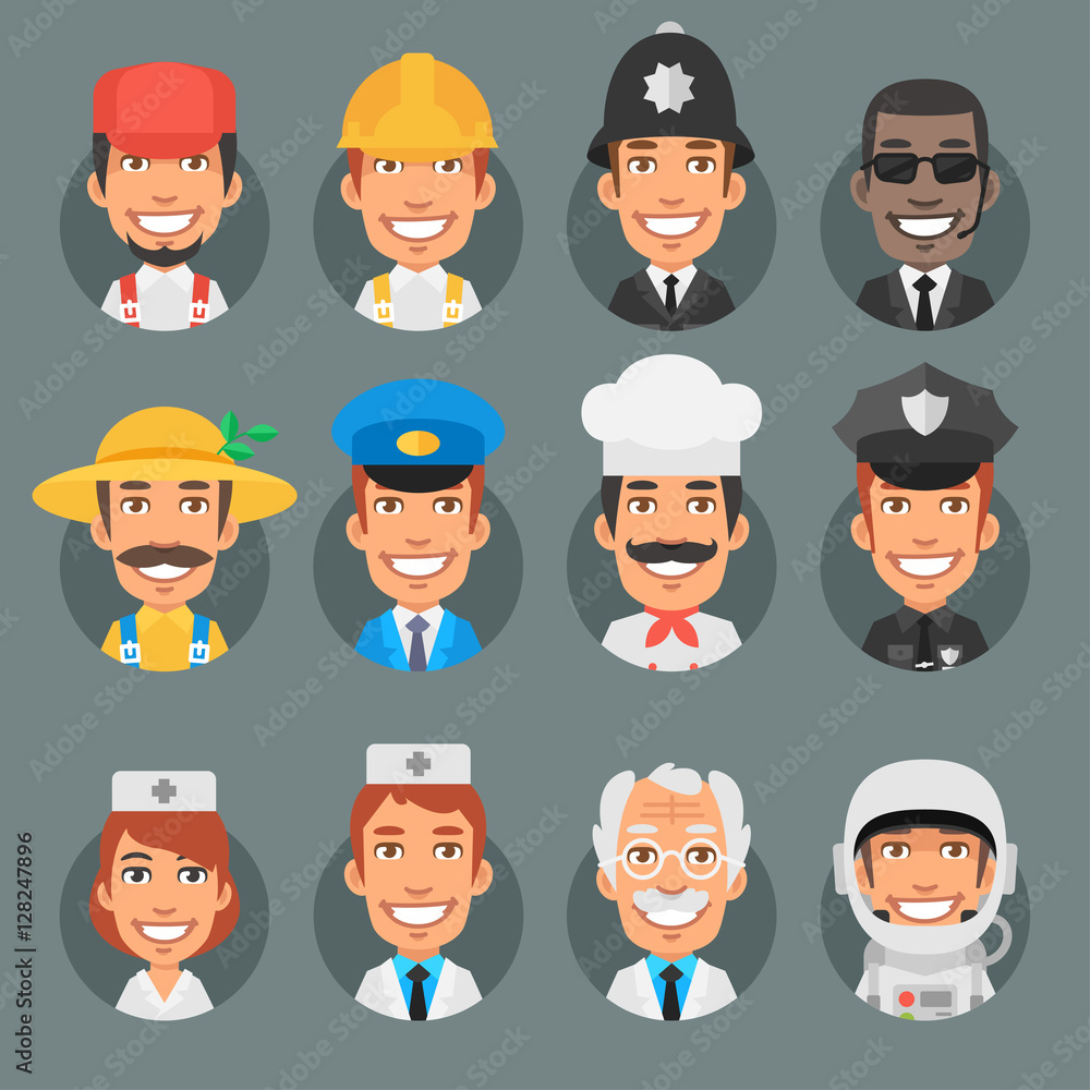 Characters People Different Professions in Circle Characters People Different Professions in Circle