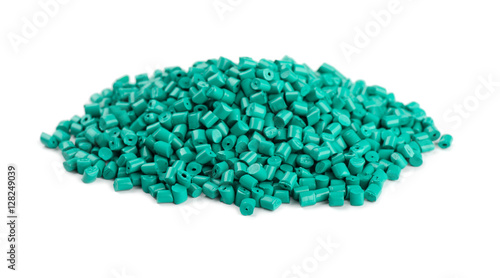Aquamarine plastic polymer granules