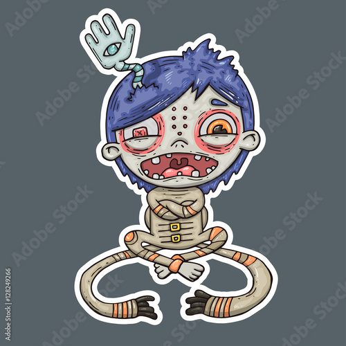 insane boy cartoon illustration for print and web