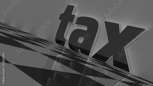 3D tax word on checkered pattern