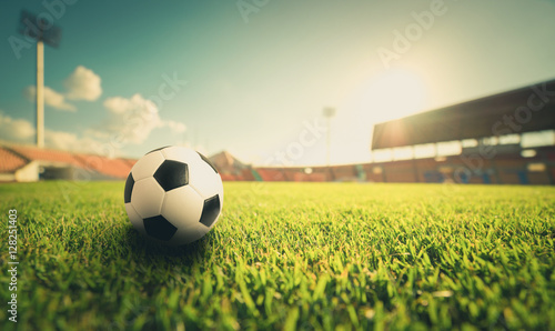 Soccer ball on the grass in soccer stadium , vintage © FocusStocker