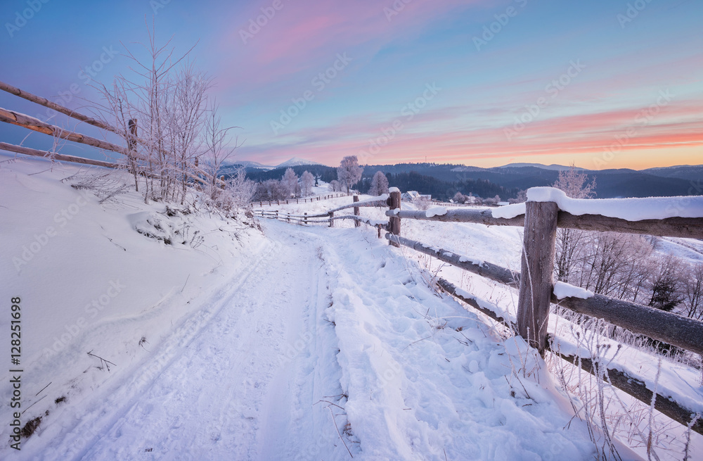 Fantastic evening winter landscape Fantastic evening winter landscape