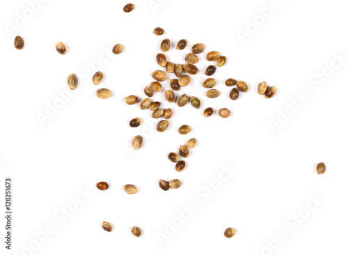 Hemp seeds isolated on white background