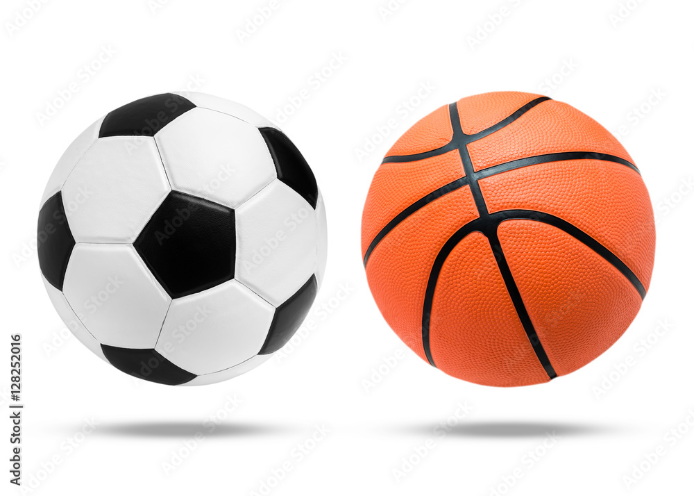 Soccer ball and Basketball ball on isolated. Soccer ball and Basketball ball on isolated.
