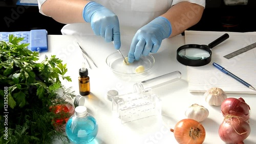 Taking a bit of garlic clove into test-tube