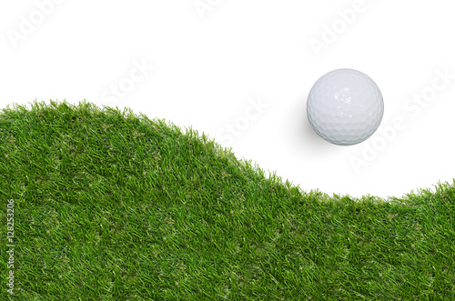 Golf ball with curve shape of green grass.