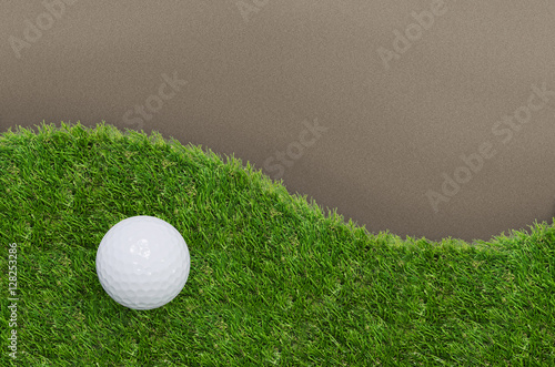 Golf ball with curve shape of green grass.