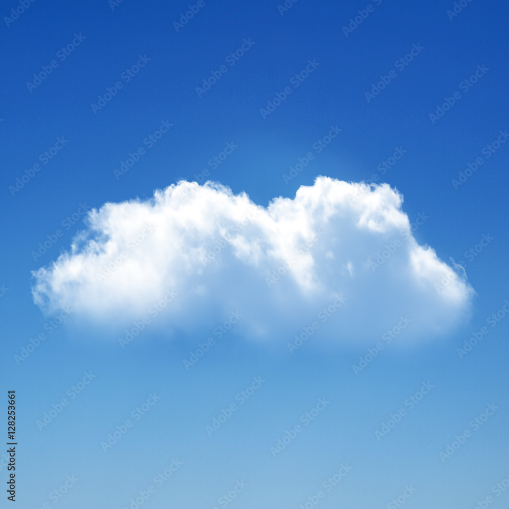 Fototapeta premium White single cloud isolated over blue background