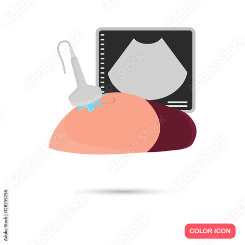 Pregnancy ultrasonography color icon. Flat design for web and mobile
