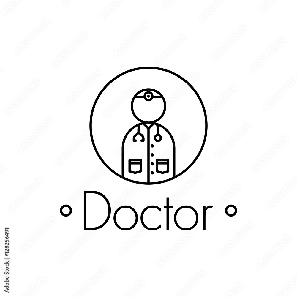 Doctor outline icon on white background Doctor outline icon on white background