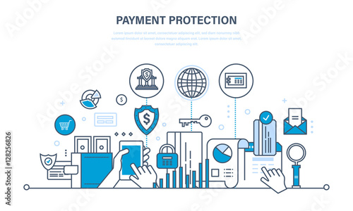 Protection, guarantee payment security, finance, cash deposits, insurance, money transfers.