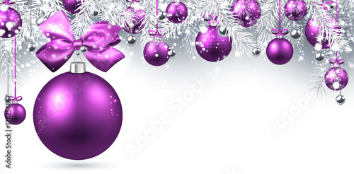 New Year banner with Christmas balls.
