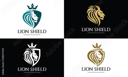Lion Shield logo design template  Lion Head logo  Element for the brand identity  Vector illustration