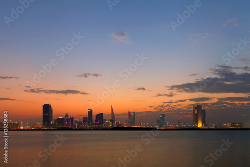 Bahrain Skyline durning blue hour after sunset