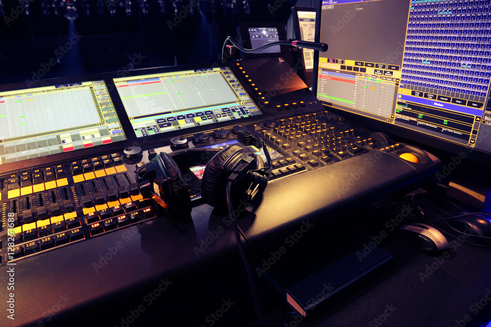Fototapeta premium Professional audio mixing console radio / TV broadcasting