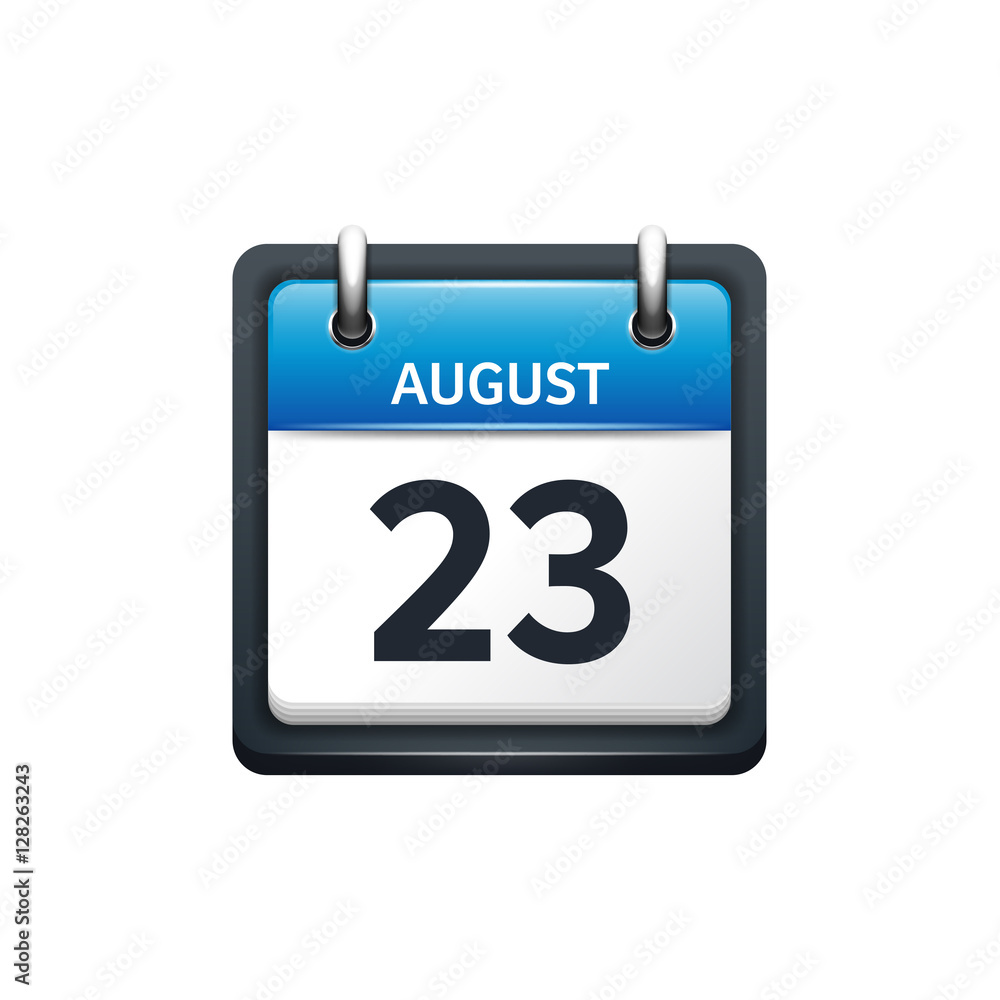 August 23. Calendar icon.Vector illustration,flat style.Month and date.Sunday,Monday,Tuesday,Wednesday,Thursday,Friday,Saturday.Week,weekend,red letter day. 2017,2018 year.Holidays. August 23. Calendar icon.Vector illustration,flat style.Month and date.Sunday,Monday,Tuesday,Wednesday,Thursday,Friday,Saturday.Week,weekend,red letter day. 2017,2018 year.Holidays.