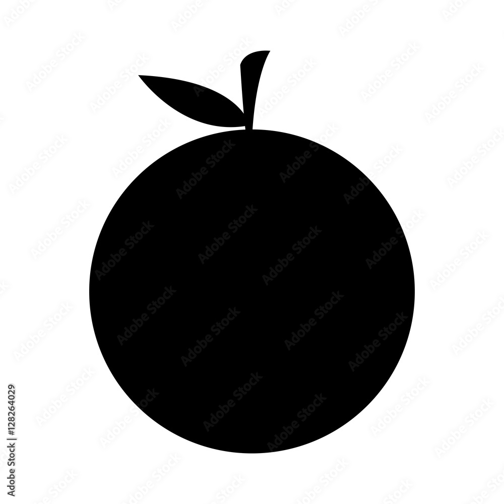 silhouette monochrome with orange fruit vector illustration Stock