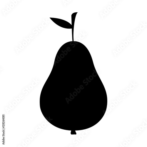 silhouette monochrome with pear fruit vector illustration