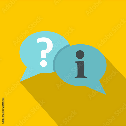 Speech bubbles with question and exclamation mark icon. Flat illustration of vector icon for web isolated on yellow background
