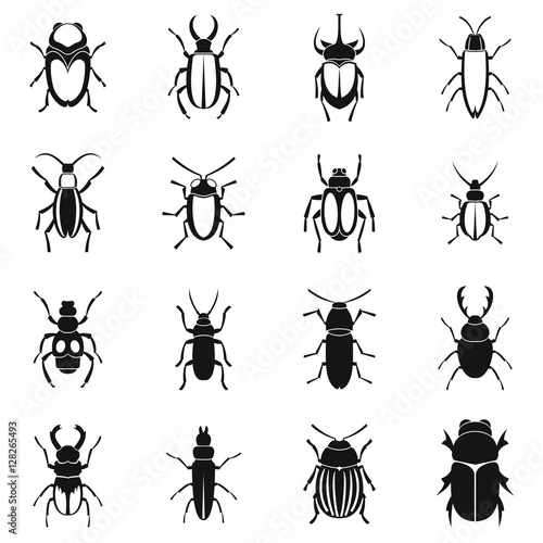 Bugs icons set. Simple illustration of 16 bugs vector icons for web