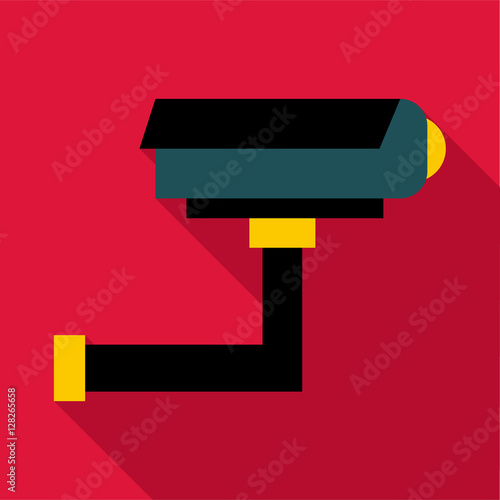 Surveillance camera icon. Flat illustration of surveillance camera vector icon for web